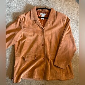 Women's sunset orange leather suede jacket